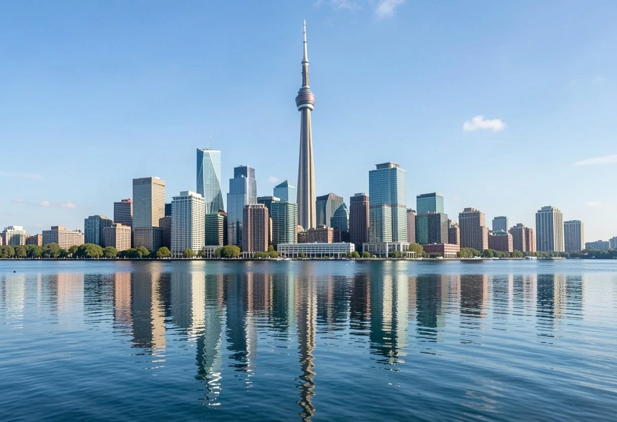 Toronto skyline on the shore of Lake Ontario
